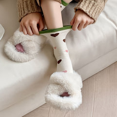 5 Pairs Floral & Heart Print Socks Women's Mid Tube Stockings