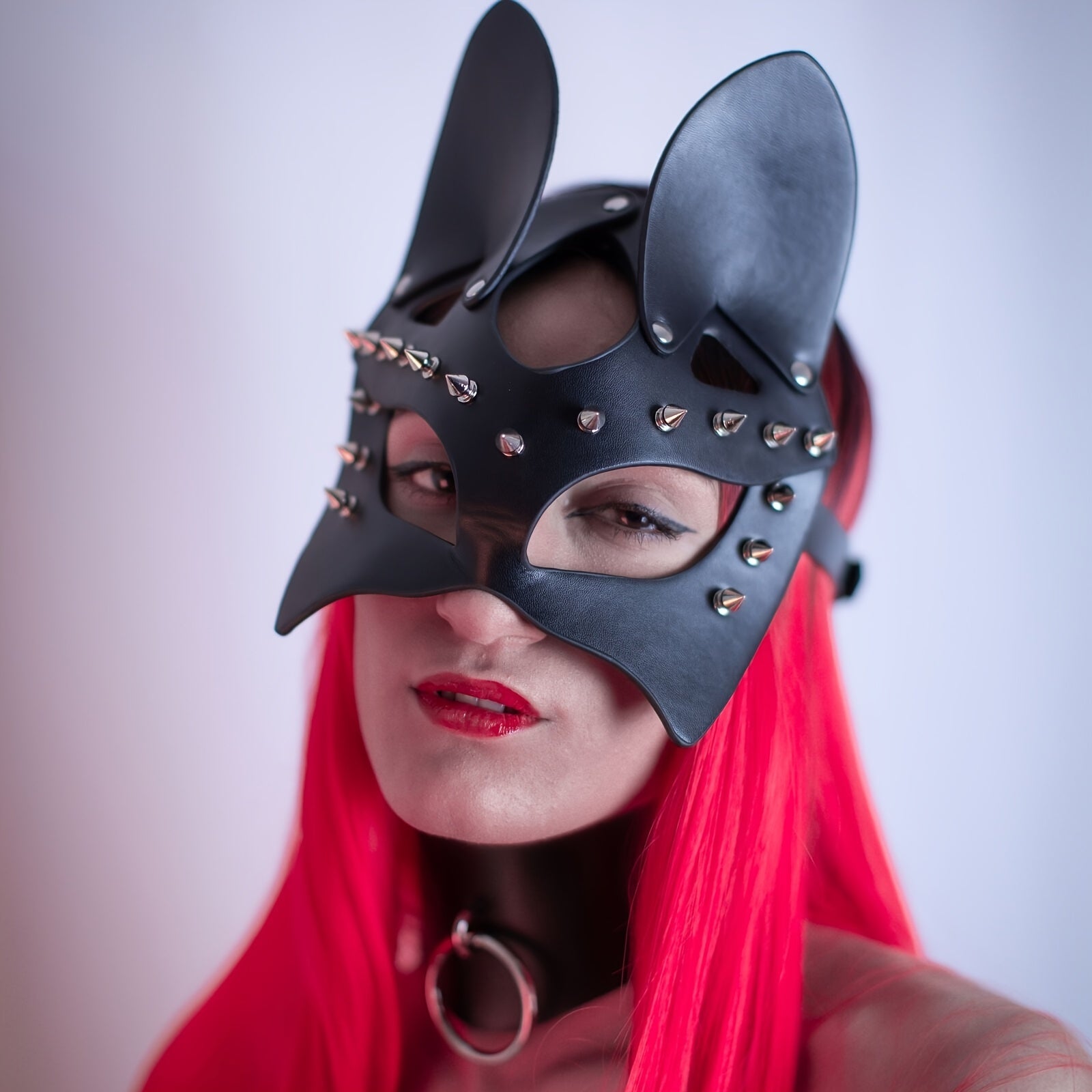 Punk Studded Decor Masks Cosplay Party Halloween Half Face Mask