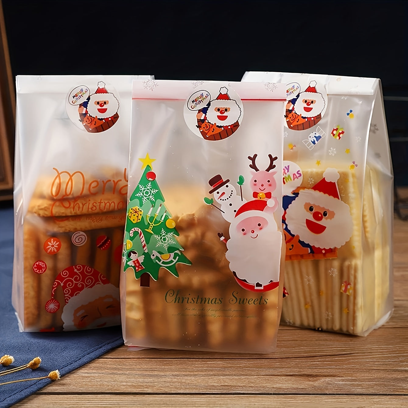 10pcs Christmas Gift Bags Santa Claus Goodie Bags