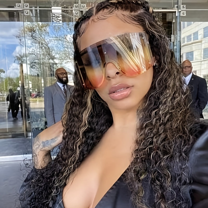 Oversized Gradient UV400 Sunglasses Anti Glare Shield