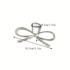 Alloy Ribbon Bow Hair Claw Metal Hair Claw Style Nonslip Ponytail Holder