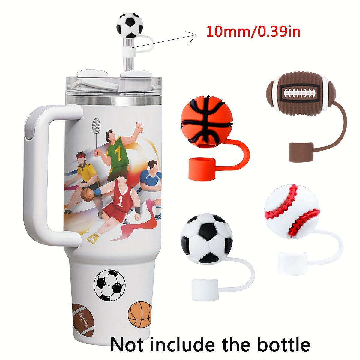 4pcs Sports Straw Tip Covers for 40oz Tumbler Cup, Reusable Silicone Caps