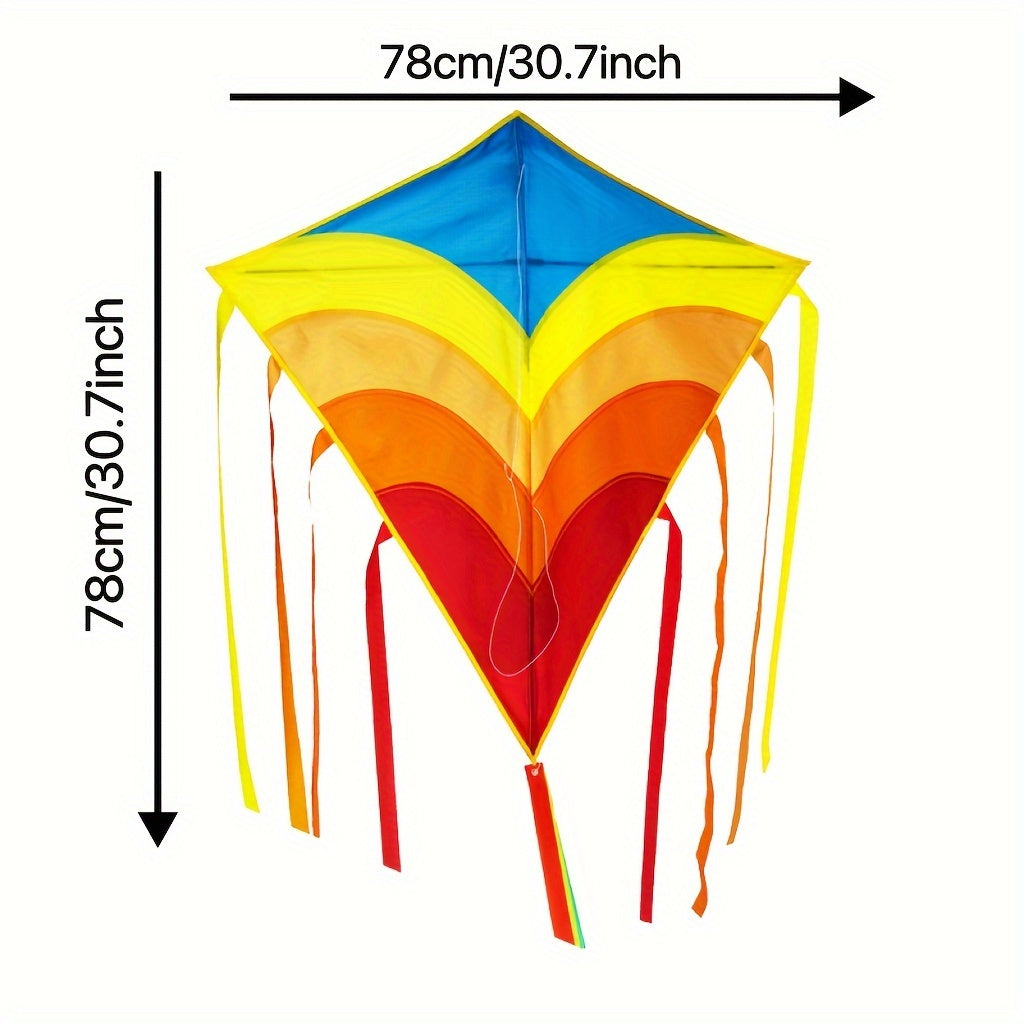 Rainbow Diamond Kite with Long Tails D handle 30m Flying Strings