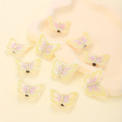 10pcs Yellow Butterfly Hair Clip Embroidered Duck Billed Clip for Women Girls