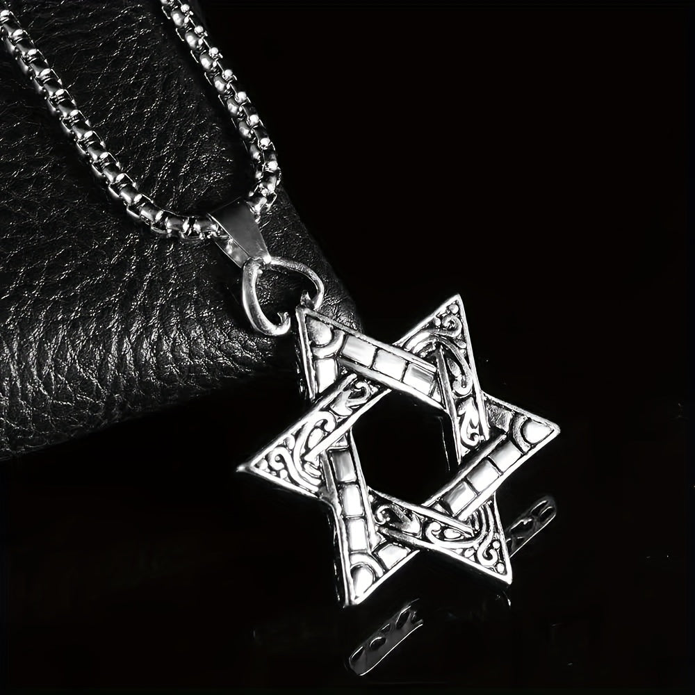 Stainless Steel Necklace Jewelry Hexagon Pendant Necklace Hip hop Punk