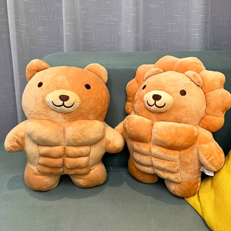 11in Big Muscle Teddy Bear Plush Toy Lion Animal Doll