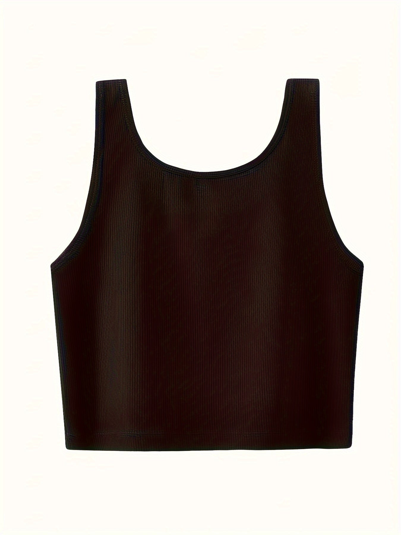 3pcs Solid Ribbed Tank Tops Crew Neck Slim Fit Sleeveless Top Women's Lingerie