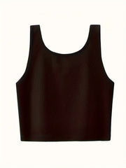 3pcs Solid Ribbed Tank Tops Crew Neck Slim Fit Sleeveless Top Women's Lingerie