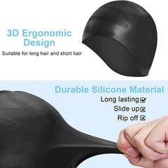 Silicone Swimming Cap with Ear Protection for Men and Women