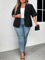 Casual Blazer Women's Solid Half Sleeve Shawl Neck Open Front Blazer