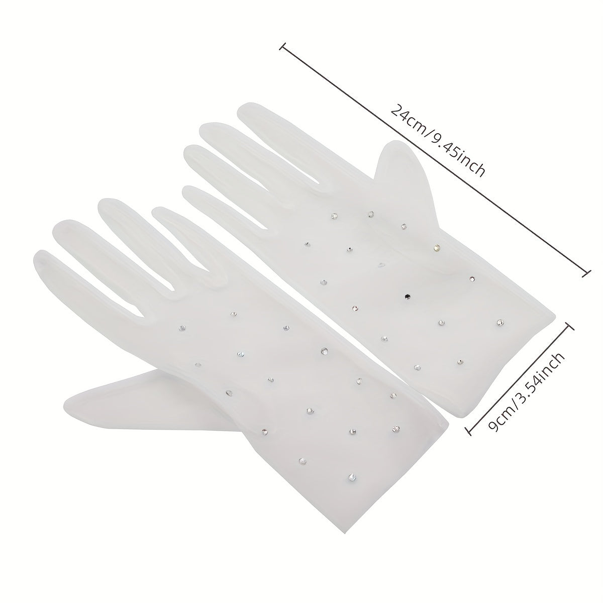 Short Mesh Gloves Inlaid Rhinestone Bridal Wedding Gloves