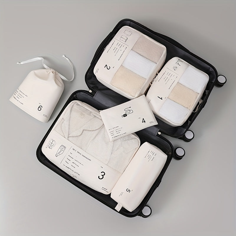 6pc Zipper Travel Storage Bag Mesh Clothing Sort