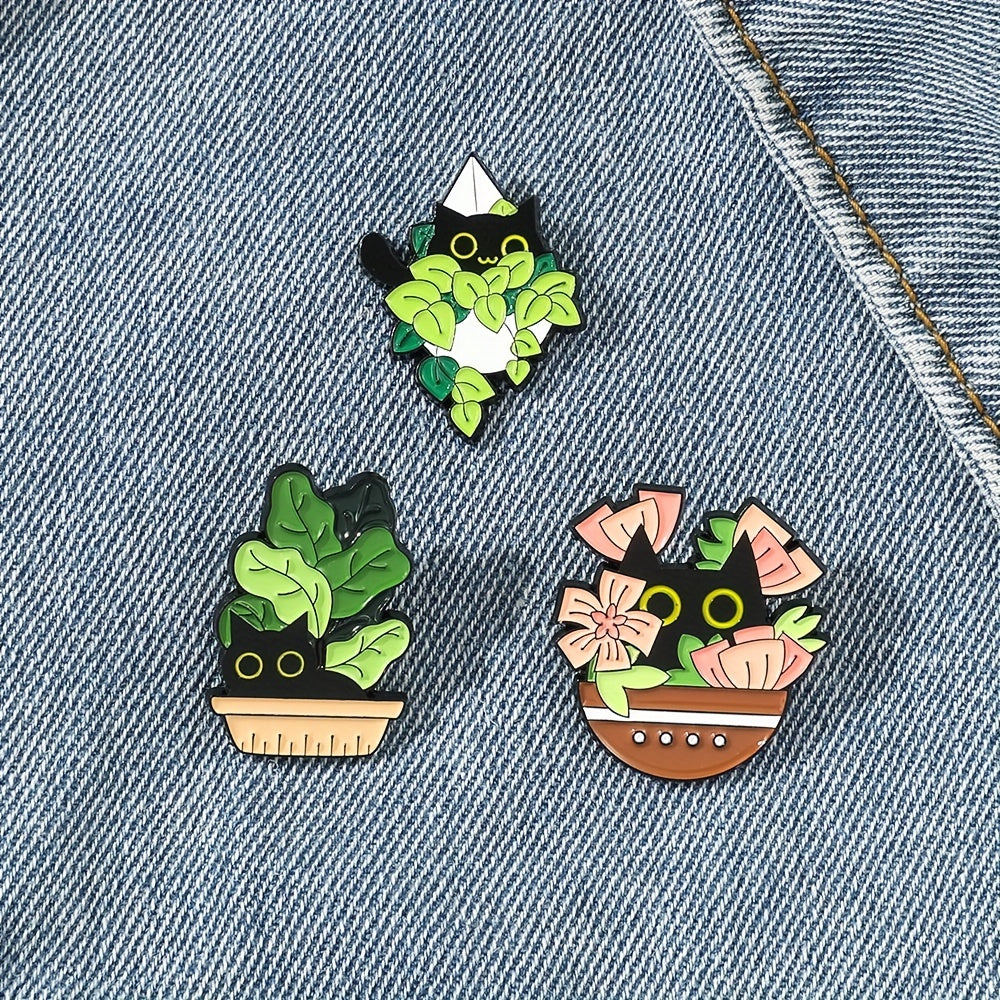 Funny Hiding Cat Enamel Pins Metal Paint Badges For Backpacks Clothing