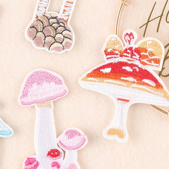 6pcs Mushroom Embroidery Patches Art Decor DIY Clothes Accessories