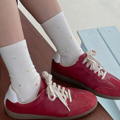 3 Pairs Polka Dot & Striped Socks Women's Mid Tube Socks