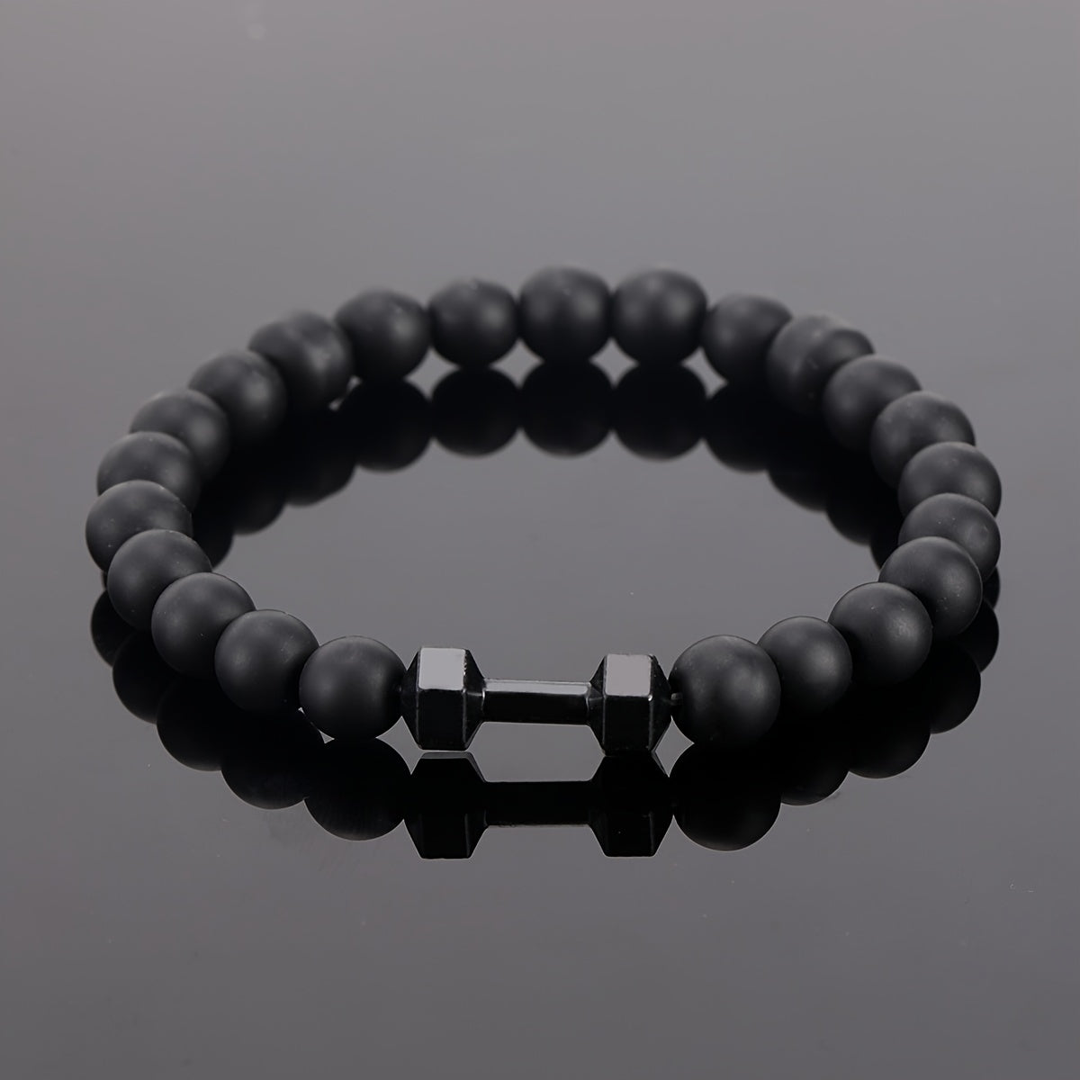Frosted Bead Dumbbell Bracelet Men Fitness Style Gift