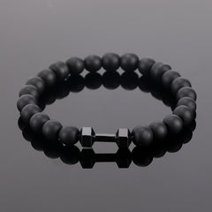 Frosted Bead Dumbbell Bracelet Men Fitness Style Gift