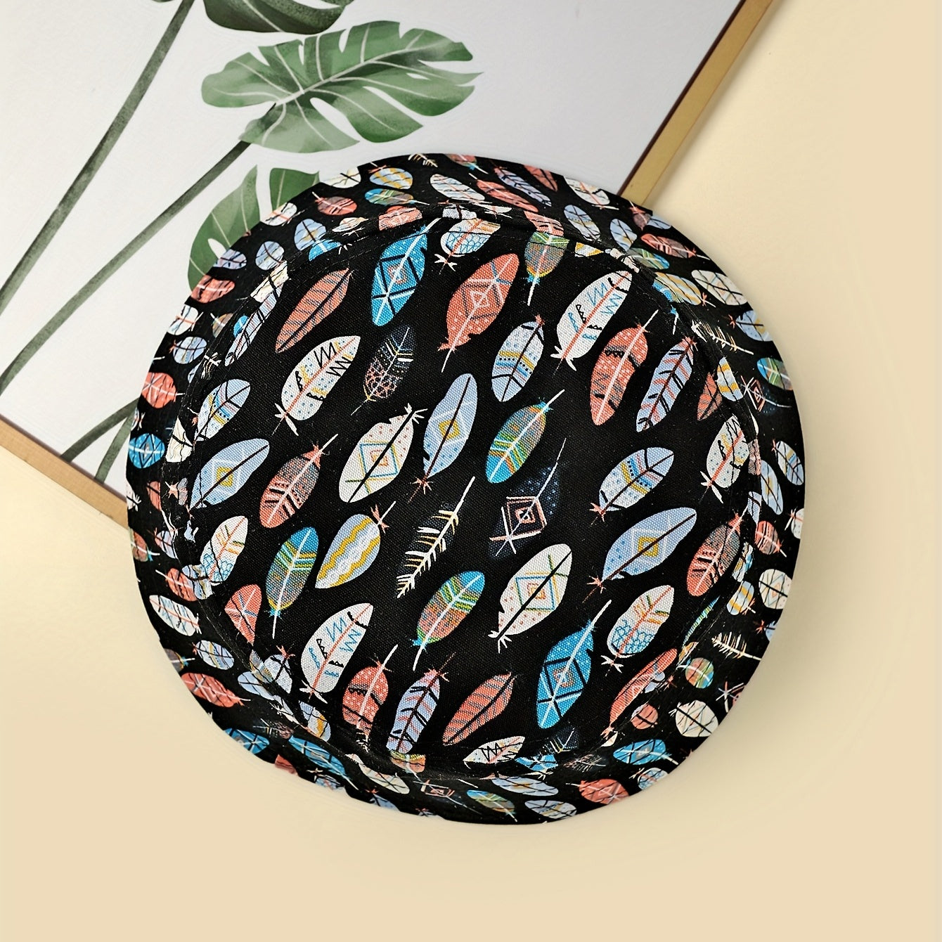 Leaves Print Bucket Hat Casual Fisherman Cap Women