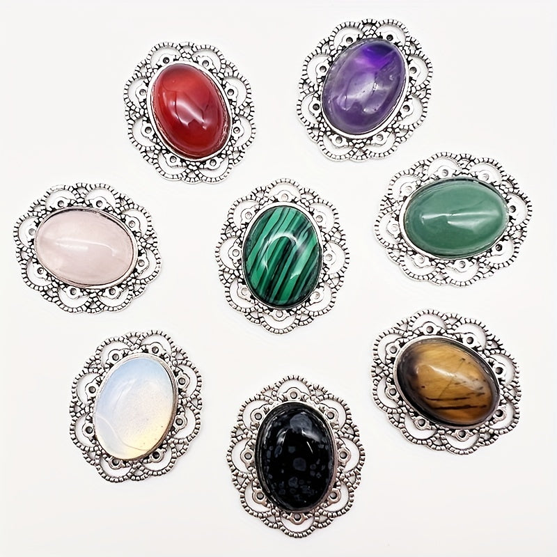 Vintage Boho Style Natural Crystal Stone Alloy Pendants