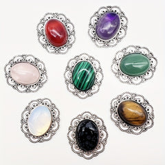 Vintage Boho Style Natural Crystal Stone Alloy Pendants
