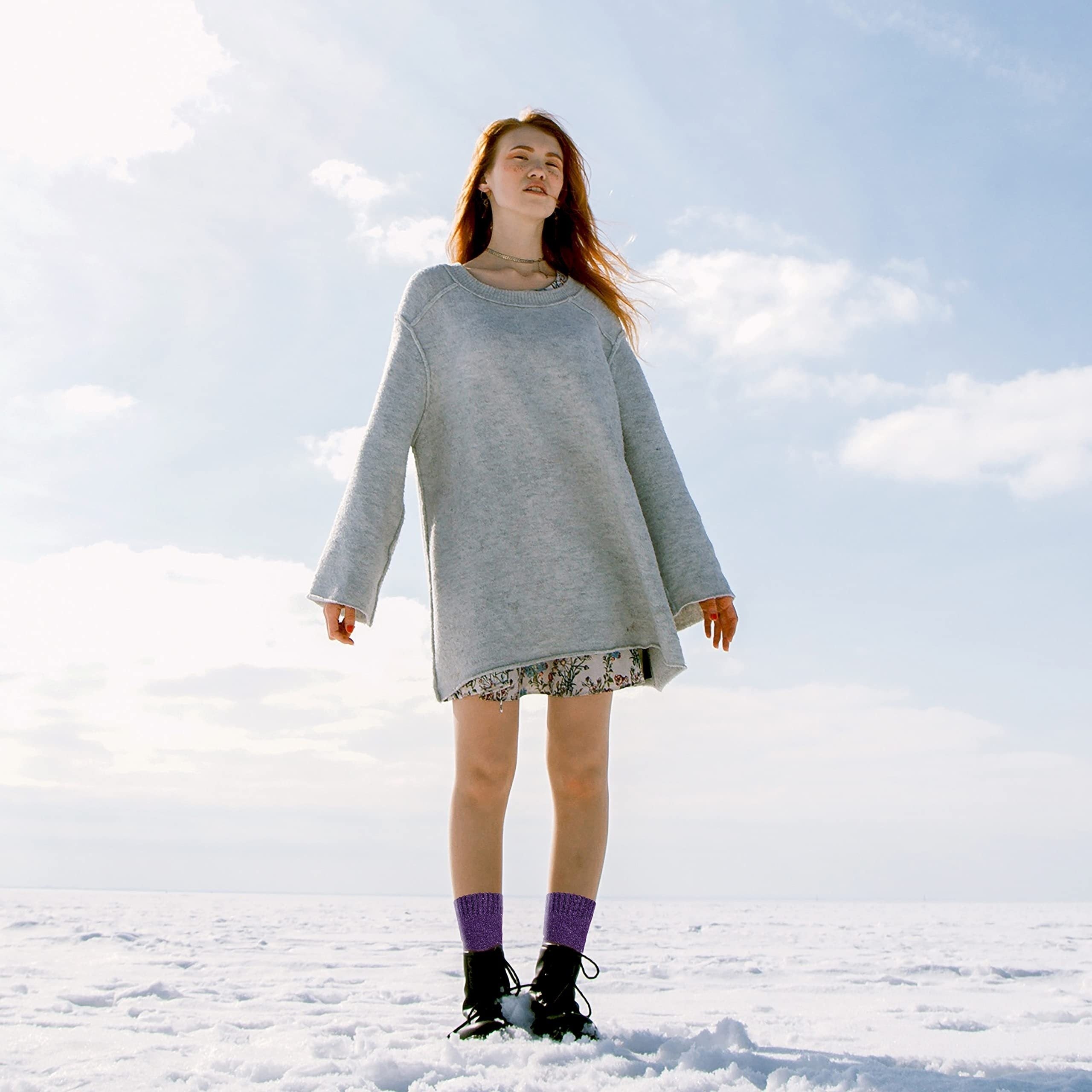 5 Pairs Thick Knit Thermal Socks Women's Mid Tube Stockings