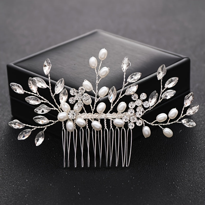 Crystal Flower Bridal Hair Comb with Silver Accents