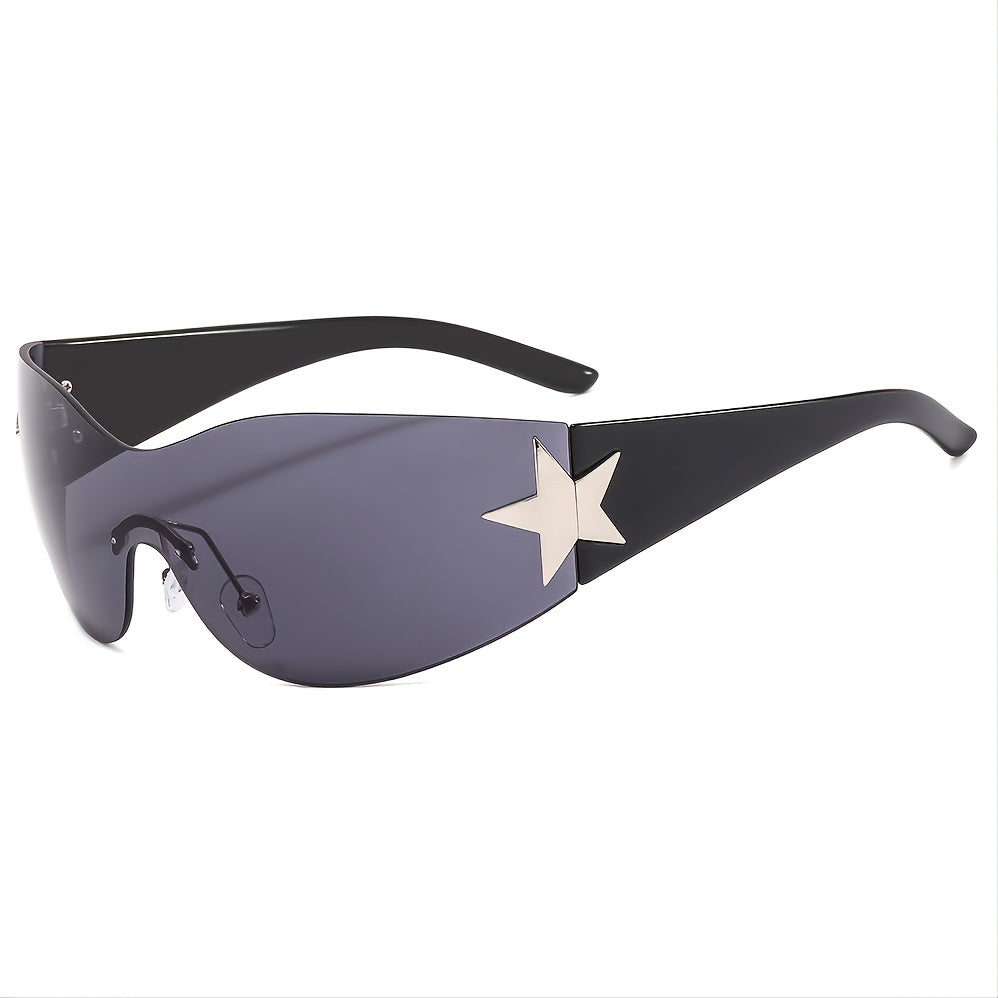 Rimless Y2K Sunglasses Wrap Around Oversized Frameless Sun Glasses