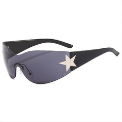 Rimless Y2K Sunglasses Wrap Around Oversized Frameless Sun Glasses