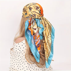 Cartoon Animal Print Silk Bandana Square Scarf Beach Towel Head Wrap