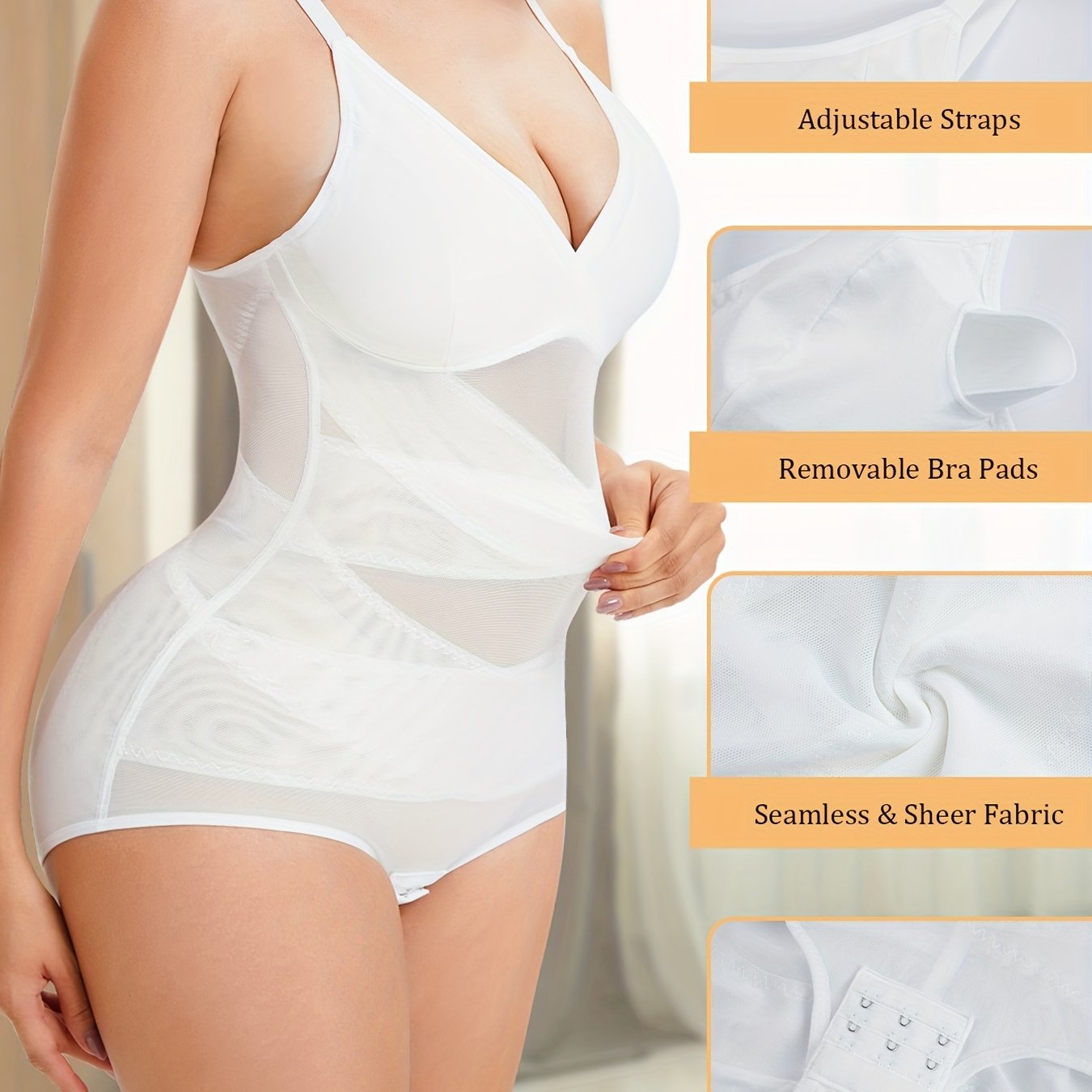 Mesh Stitching Shaping Bodysuit Tummy Control Slip Body Shaper Women's Underwear