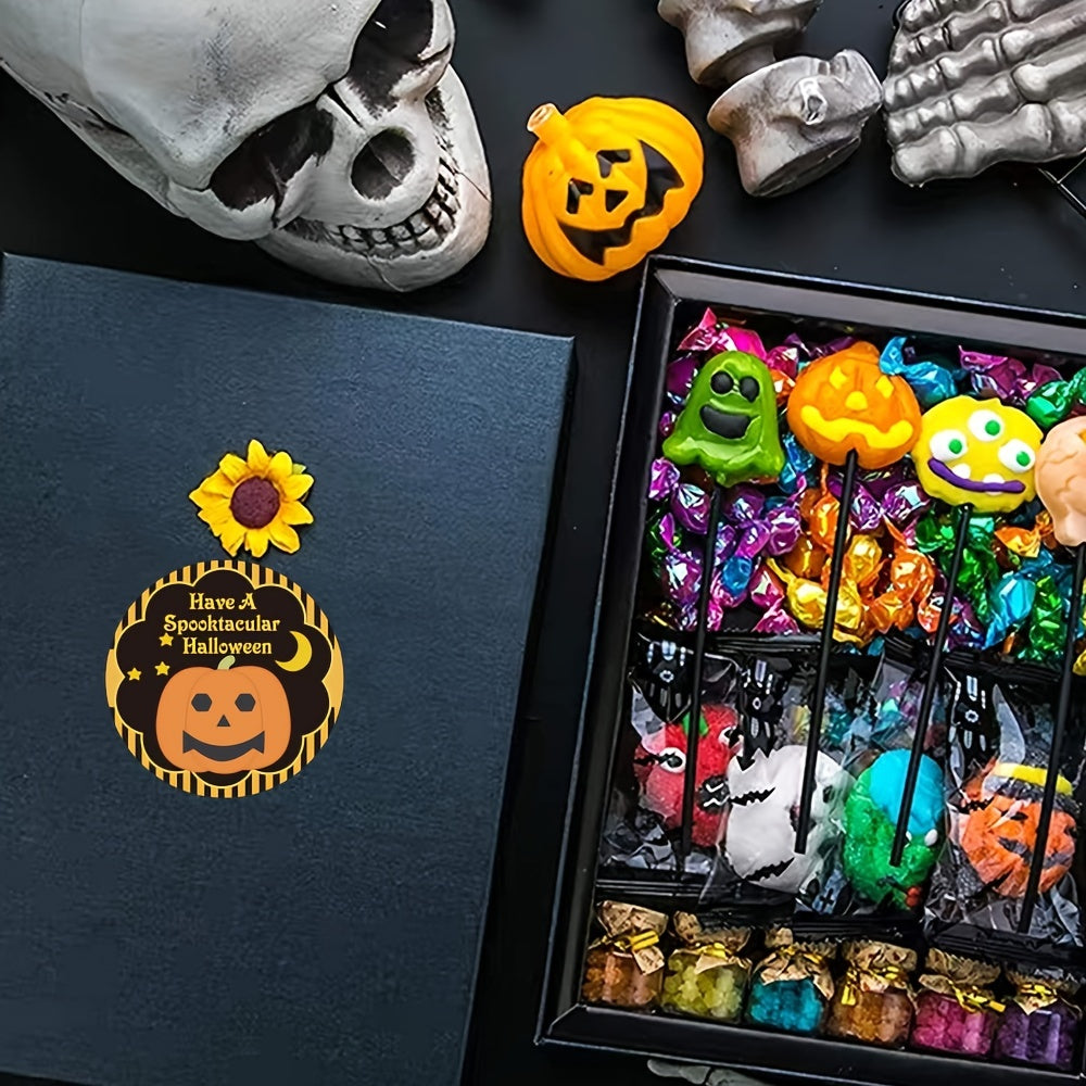 500pcs Halloween Pumpkin Round Stickers for Gift Food Packaging Reward Play Toy