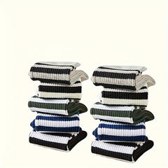 10 Pairs Striped Sports Socks Mid Tube Womens Stockings