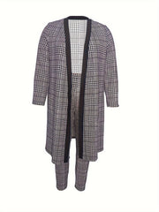 Women's Plus Houndstooth Cardigan & Pants Set