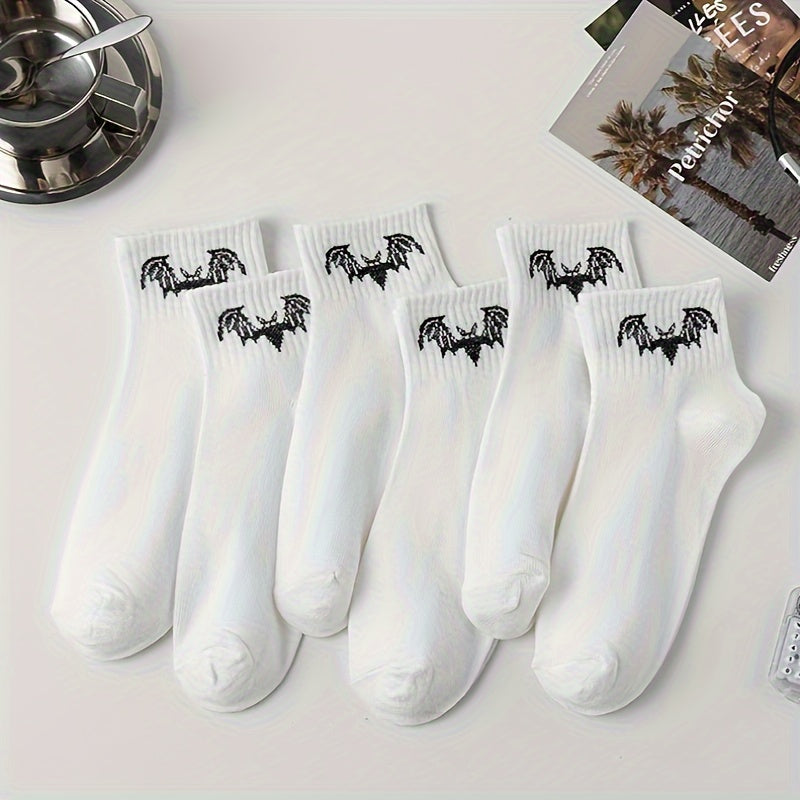 6 Pairs Bat Pattern Socks Halloween Women's Stockings