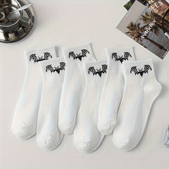 6 Pairs Bat Pattern Socks Halloween Women's Stockings
