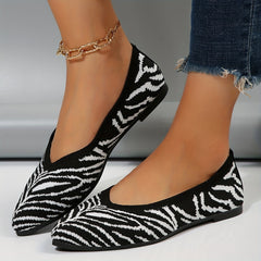 Women's Colorblock Flying Woven Shoes Point Toe Non slip Low Soft Shoes