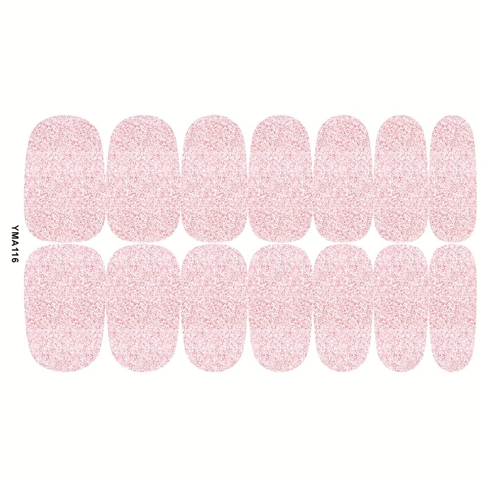 Glitter Nail Polish Stickers Full Wrap Nail Strips Self Adhesive Gel Art Decals