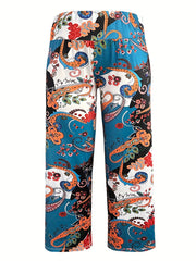 Floral Paisley Print Wide Leg Yoga Pants Plus Size
