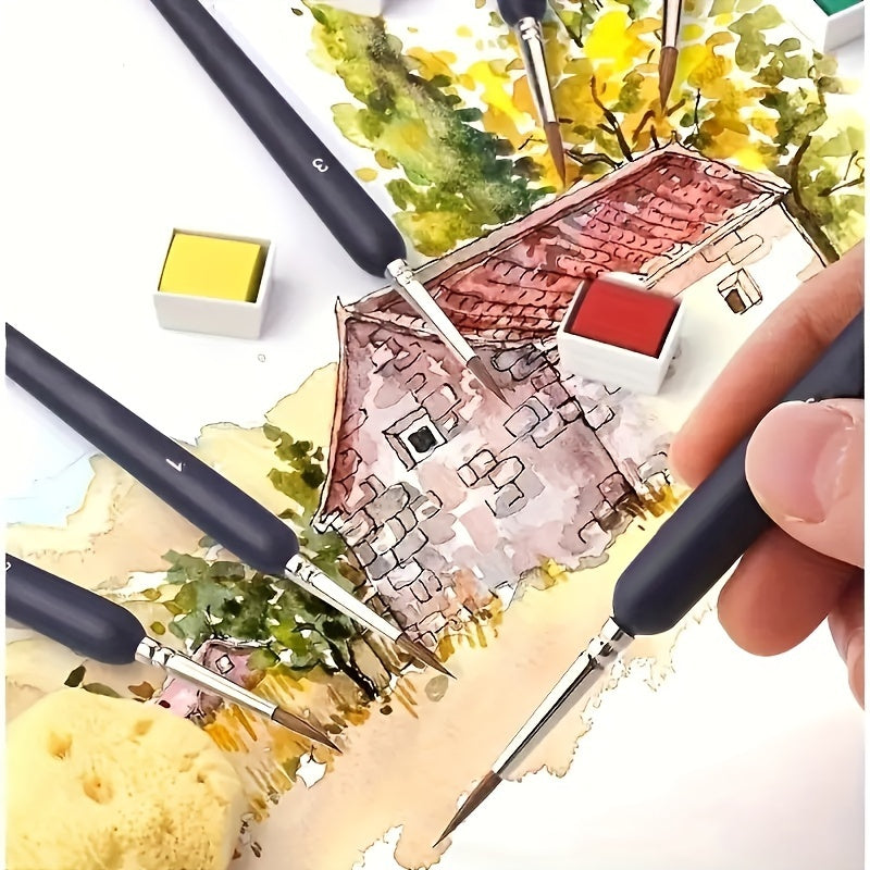 11pcs Weasel Hair Detail Brush Set for Acrylic Painting Watercolor Nail Art