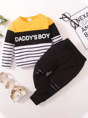 Toddler Boy Clothes Outfit DADDY'S BOY Print Long Sleeve Sweatshirt Pants Set