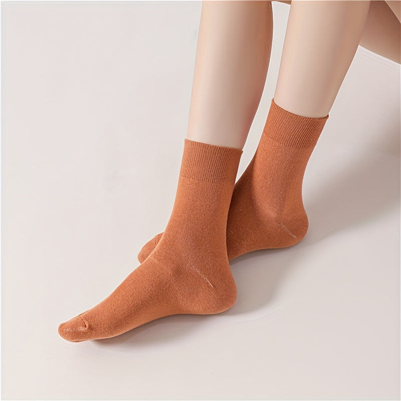 10 Pairs Women's Solid Comfy & Breathable Socks