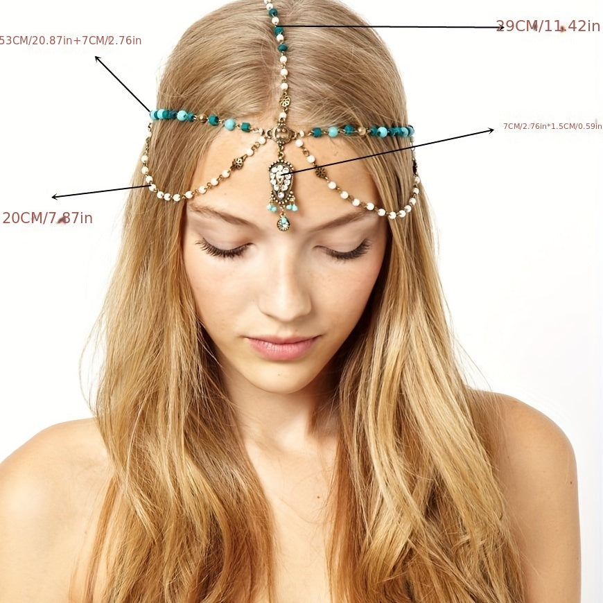 Western Style Beaded Head Piece Headdress Boho Head Chain Hair Accessories