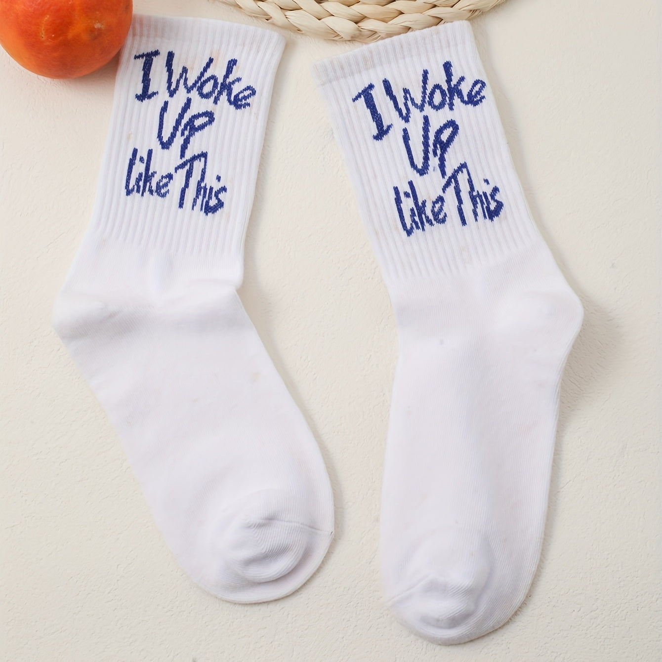 Letter Print Socks Comfy Mid Tube Socks Women's Stockings