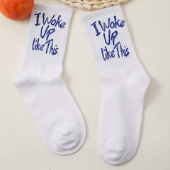 Letter Print Socks Comfy Mid Tube Socks Women's Stockings