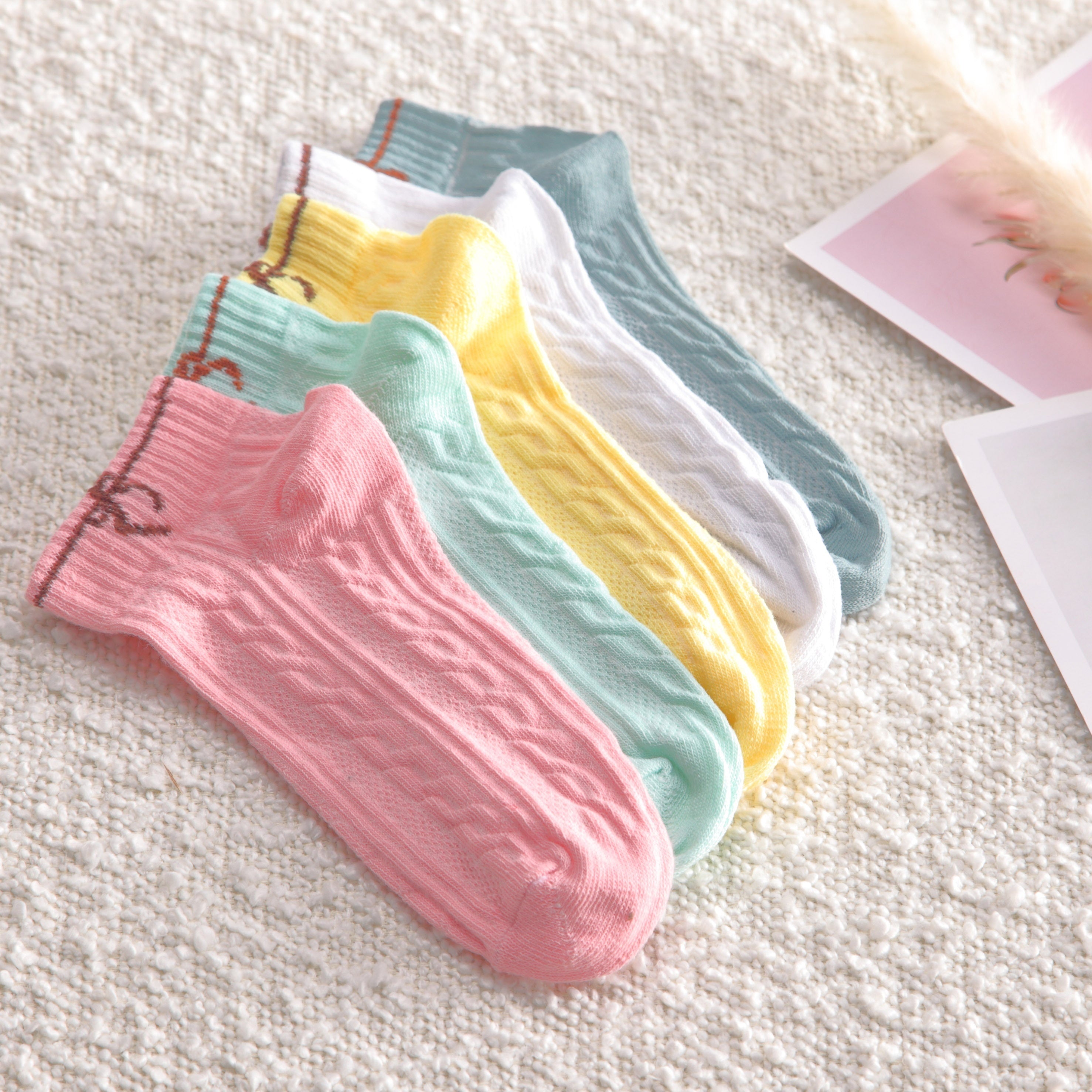 5 Pairs Bow Socks & Low Cut Ankle Socks Women's Stockings