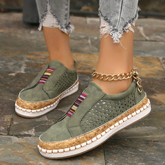 Women's Hollow Out Flat Loafers Soft Slip On Walking Shoes