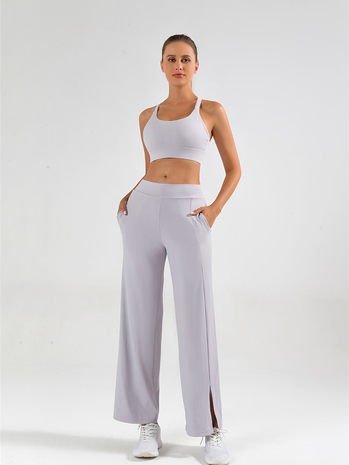 High Waist Wide Leg Sports Pants Stretchy Yoga Fitness Dance Pants