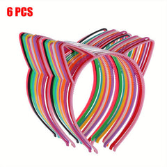 6pcs Assorted Cat Ear Headbands Plastic Hair Hoops Party Daily Decorations