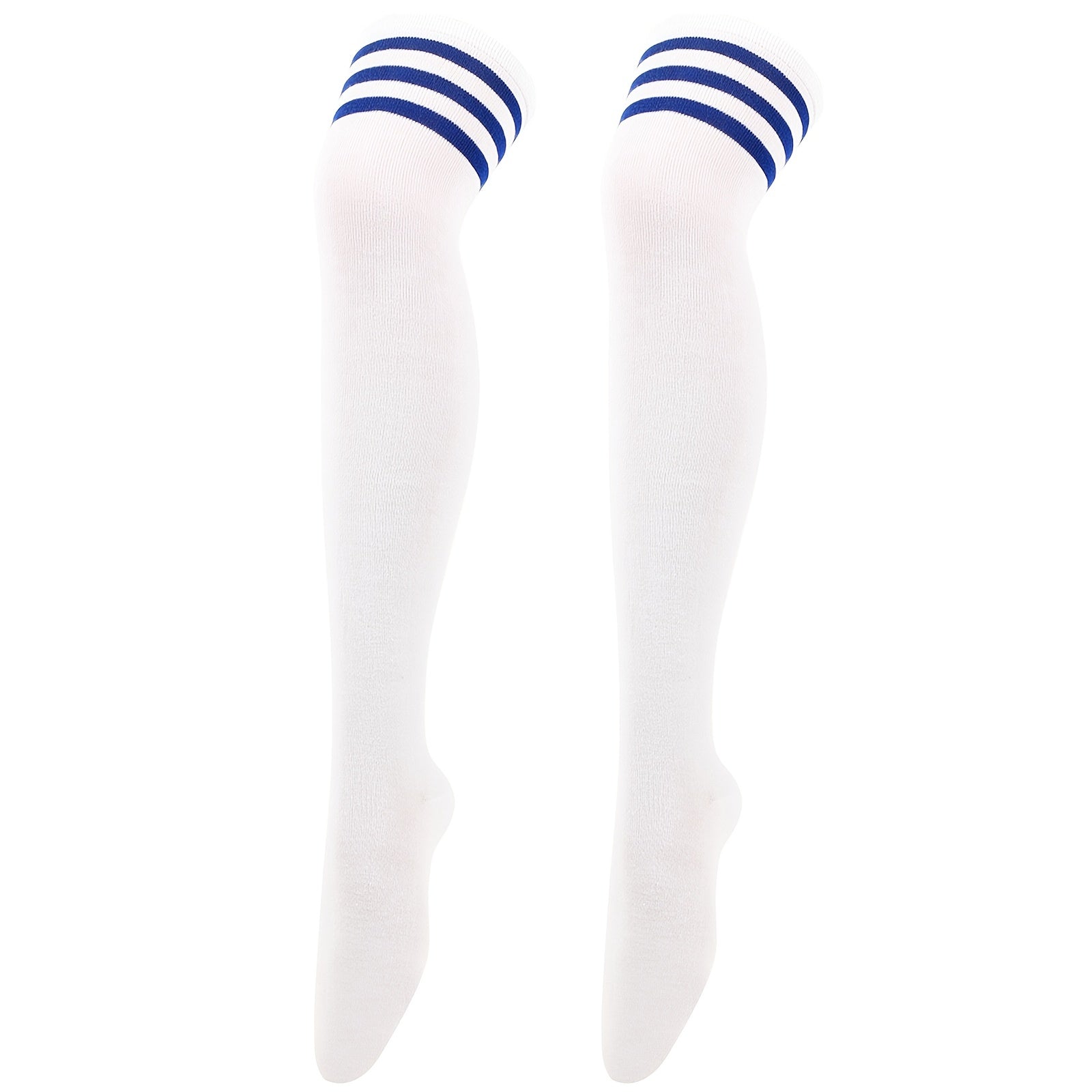 Striped Trim Thigh High Socks Over The Knee Stockings