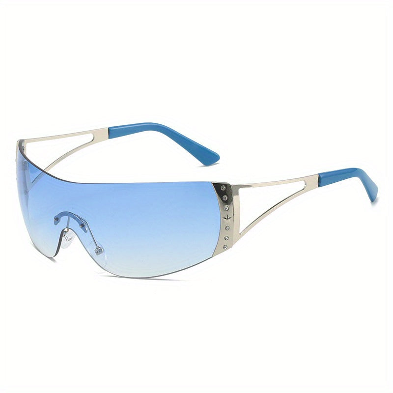 Rhinestone Decor Gradient Rimless Sunglasses UV400
